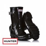 The Hunter Wellington Boots - Hunter Original Short Gloss Wellington Boots - Black